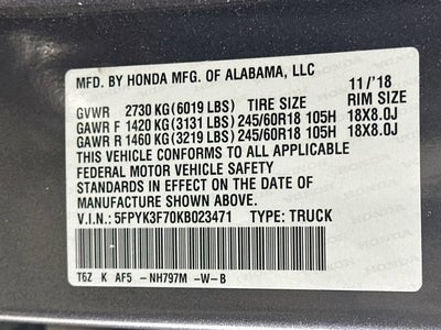 2019 Honda Ridgeline RTL-E